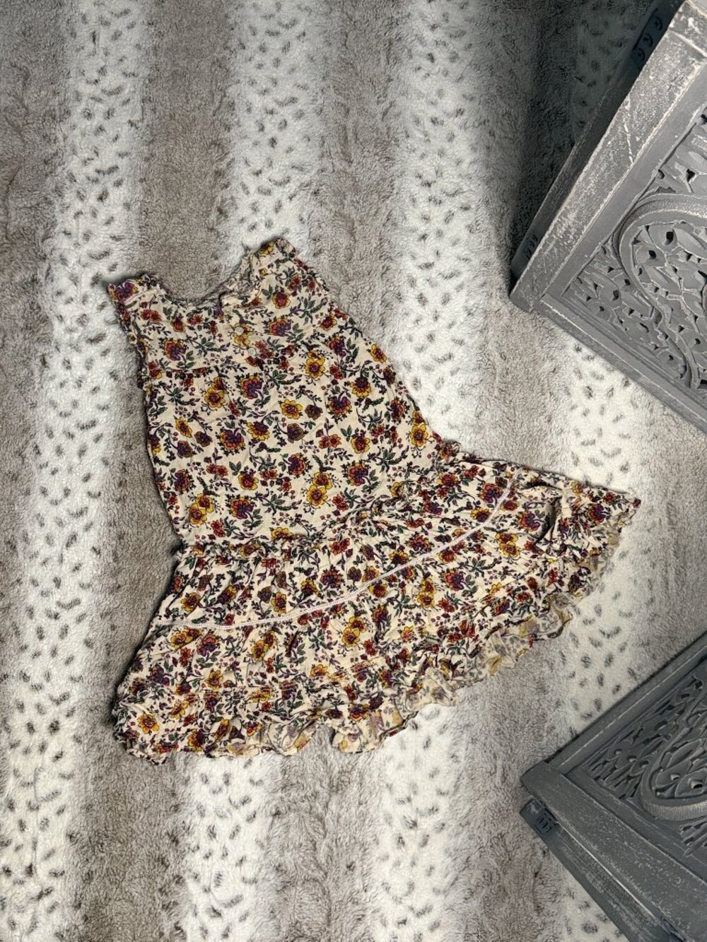 Peek cream sleeveless dress girls medium earth tone floral bohemian summer